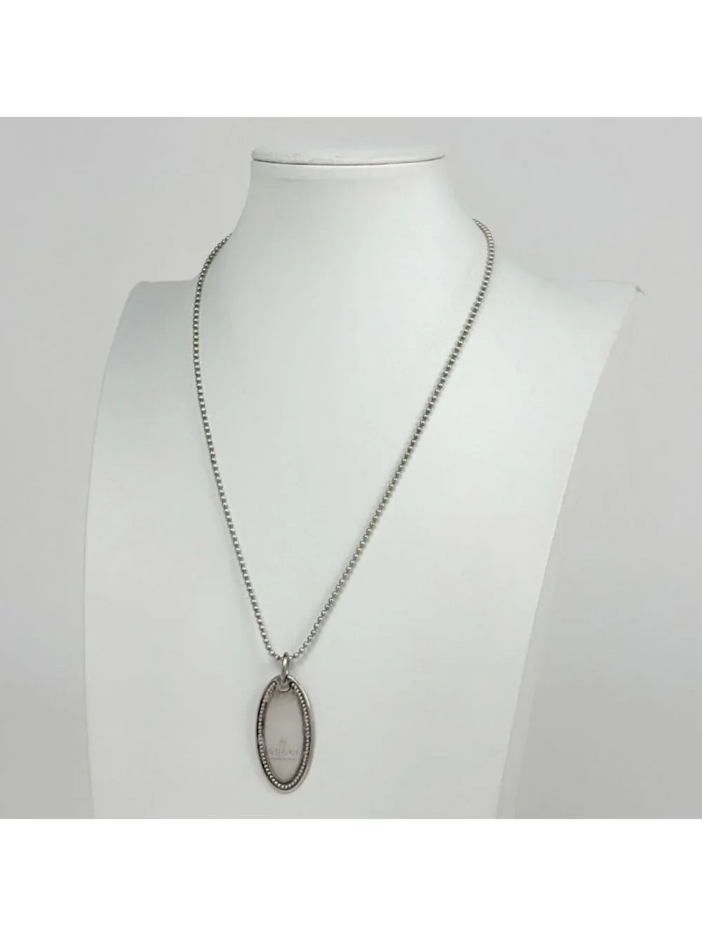 Gucci Oval Plate Necklace 925 Sterling Silver